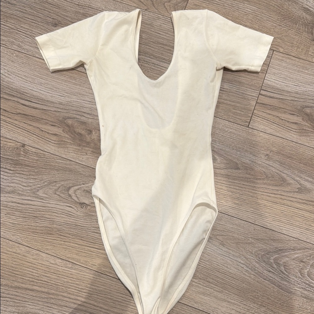 American Apparel Cream Bodysuit Classic Stretchy Design